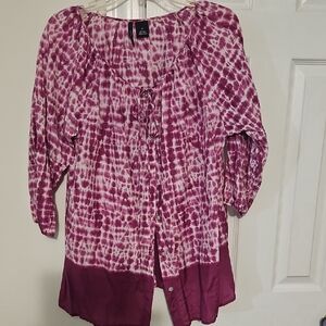 New Directions Purple Tie-Dye Blouse